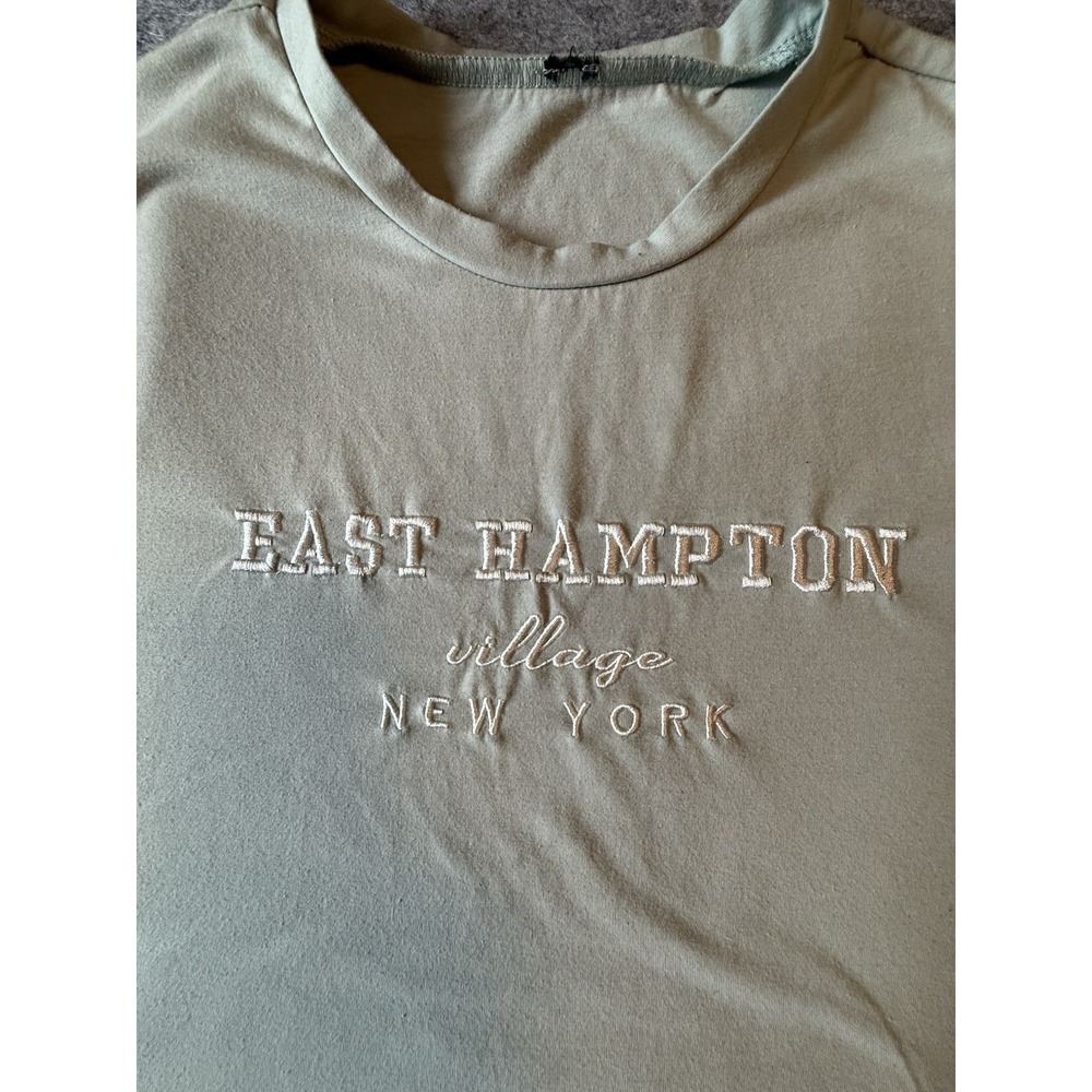 East Hampton Village New York Short Sleeve T-Shirt, Sage, Green Embroidery Size
